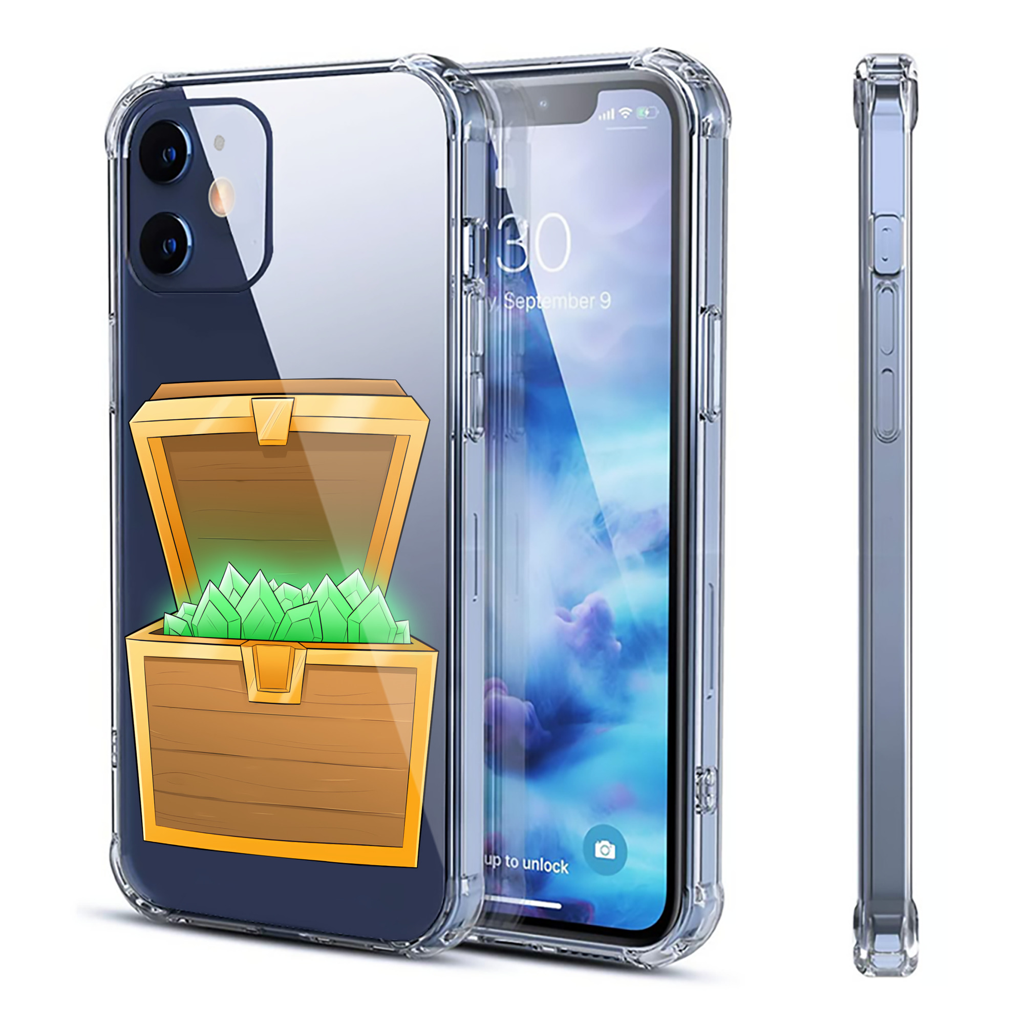 （画像用） マインクラフト ブロックの世界 Minecraft MC Block world 【iPhone 12シリーズ対応】透明スマホケース（クリアソフトケース）